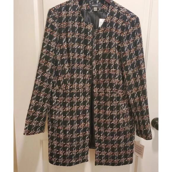 Women's Nine West NWT Sz 16 Tweed Topper Jacket Wool Blend Zipper Pockets Lined - Picture 1 of 10